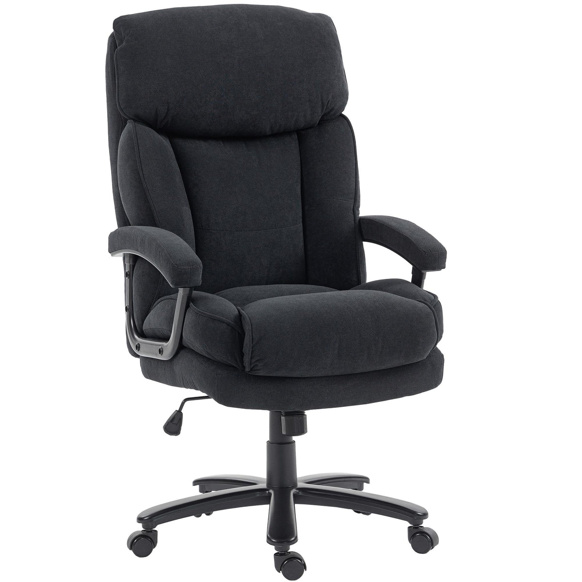 Ergonomic Office Chair, Velvet Look, High Back, Black, 200 kg Capacity