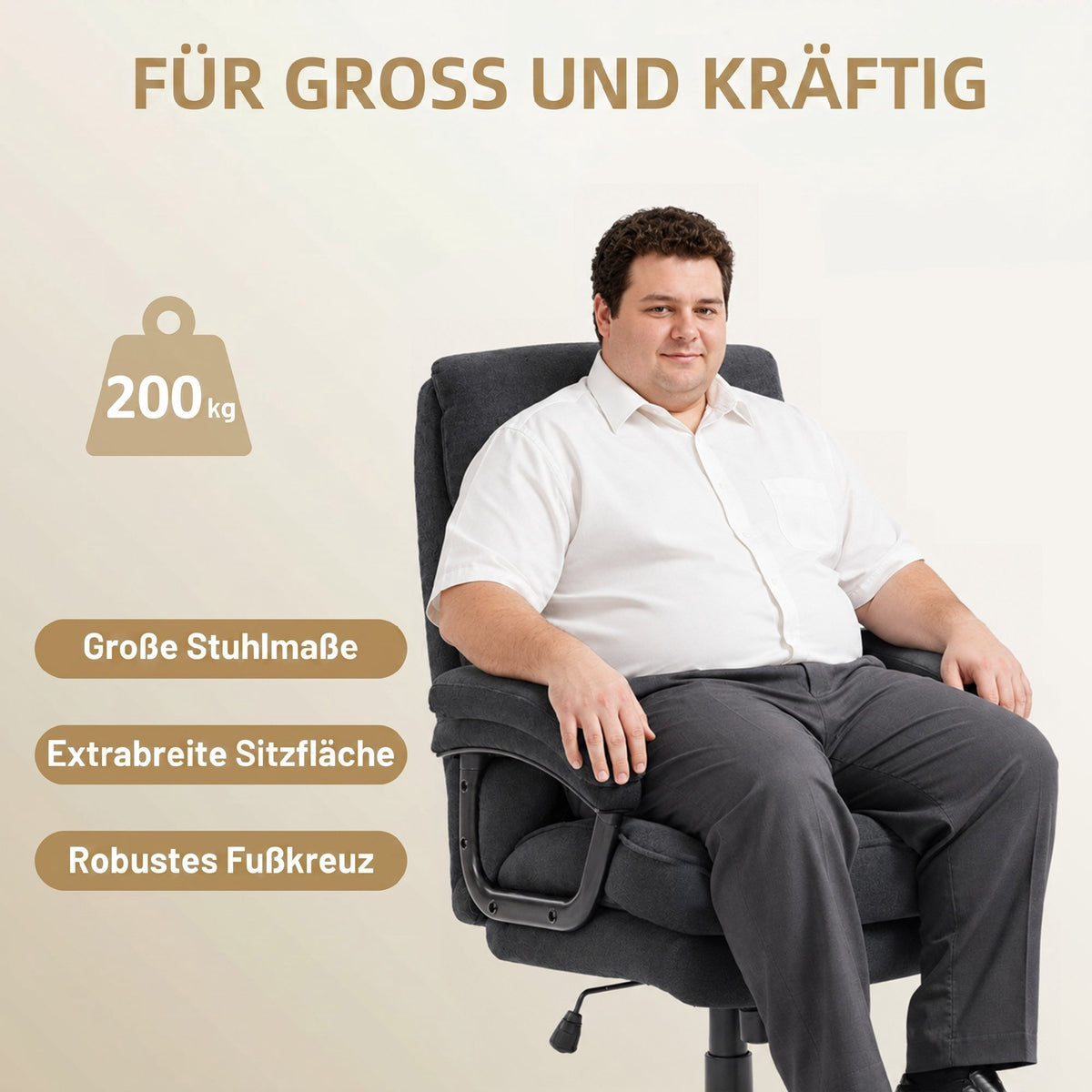 Ergonomic Office Chair, Velvet Look, High Back, Black, 200 kg Capacity