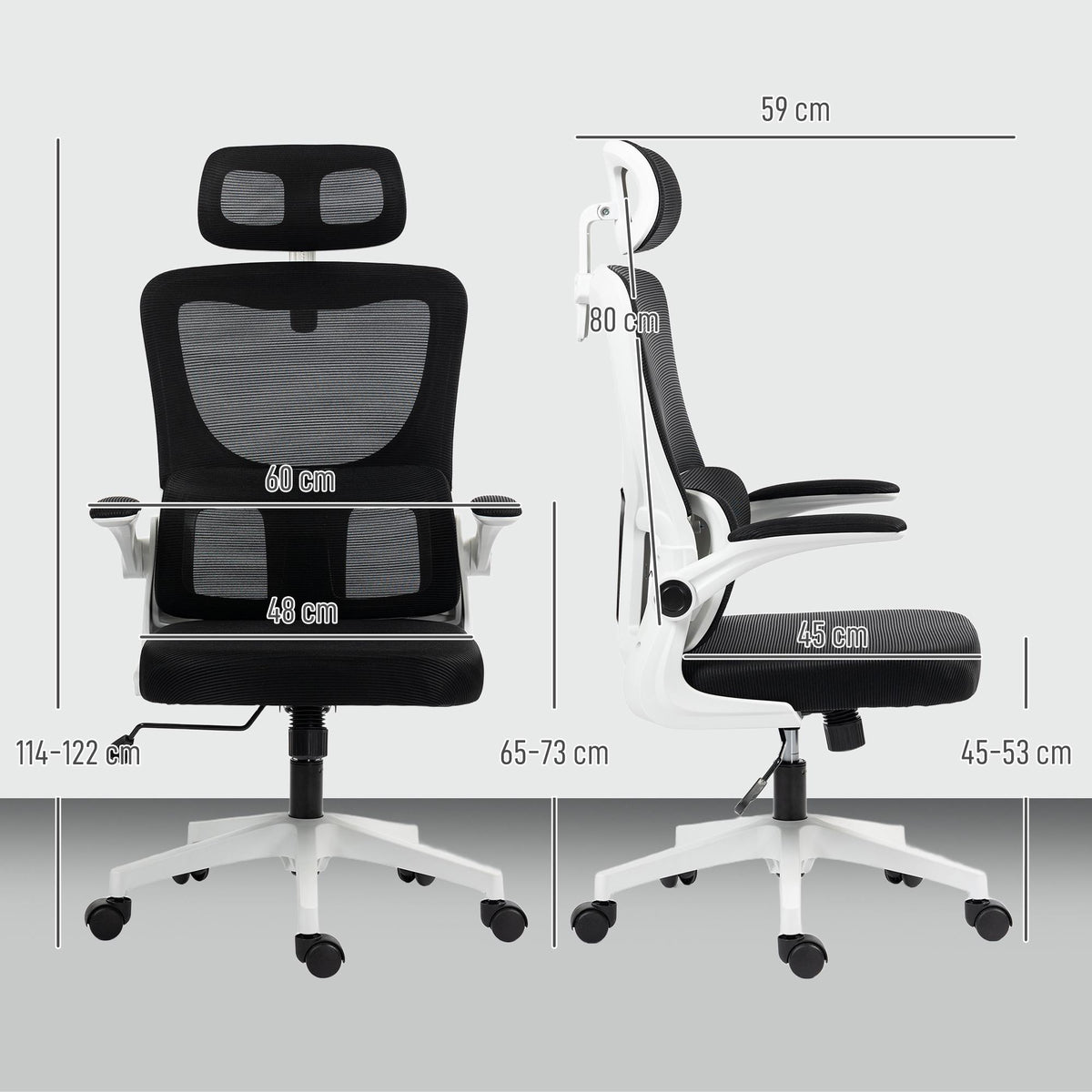 Ergonomic Office Chair with Adjustable Headrest, Black Mesh
