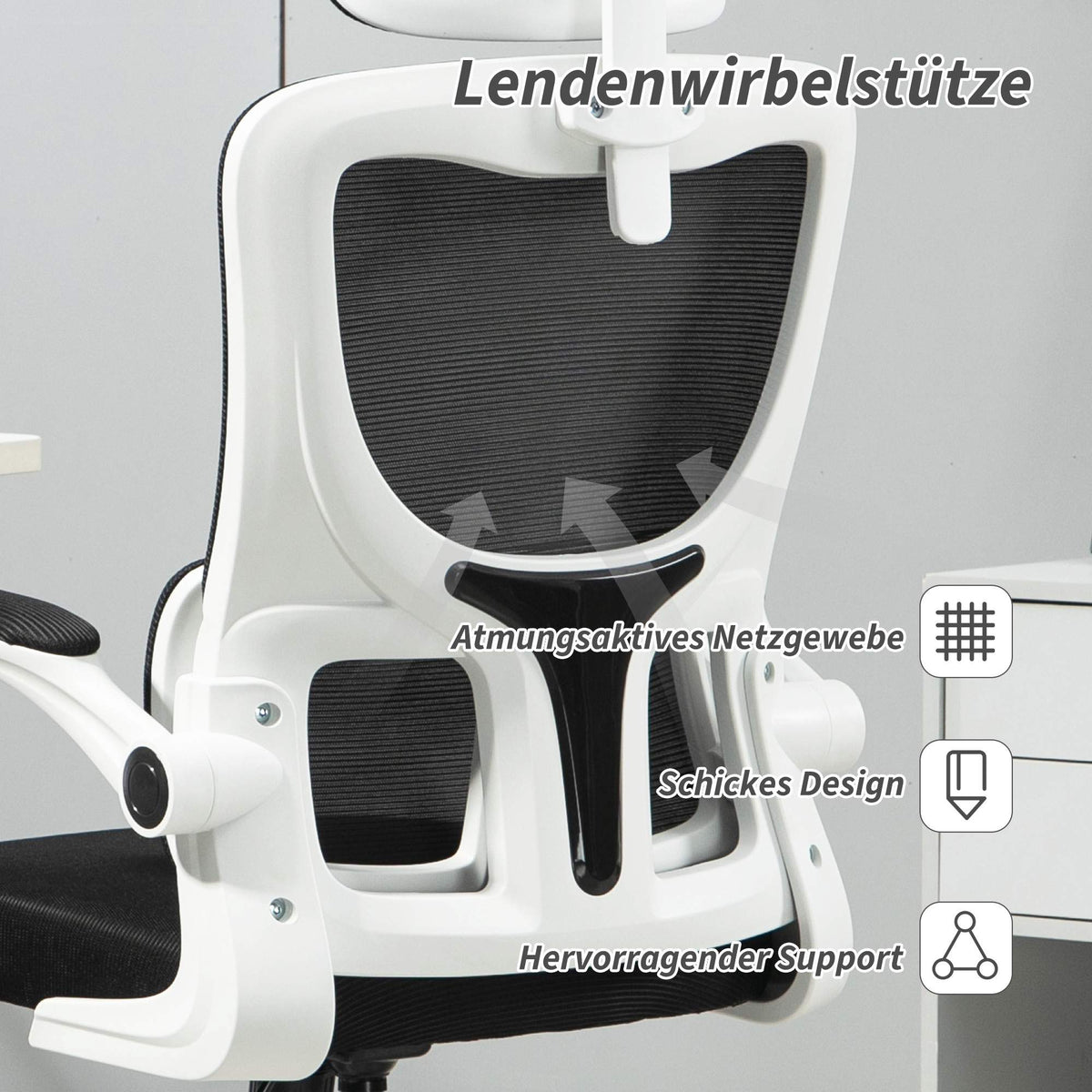 Ergonomic Office Chair with Adjustable Headrest, Black Mesh