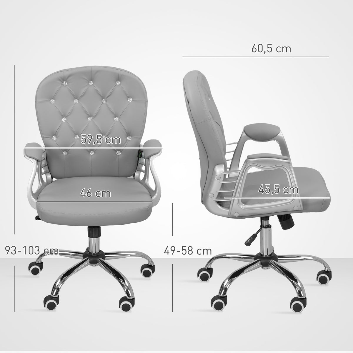 Ergonomic Office Chair with Armrests, Light Grey, Adjustable