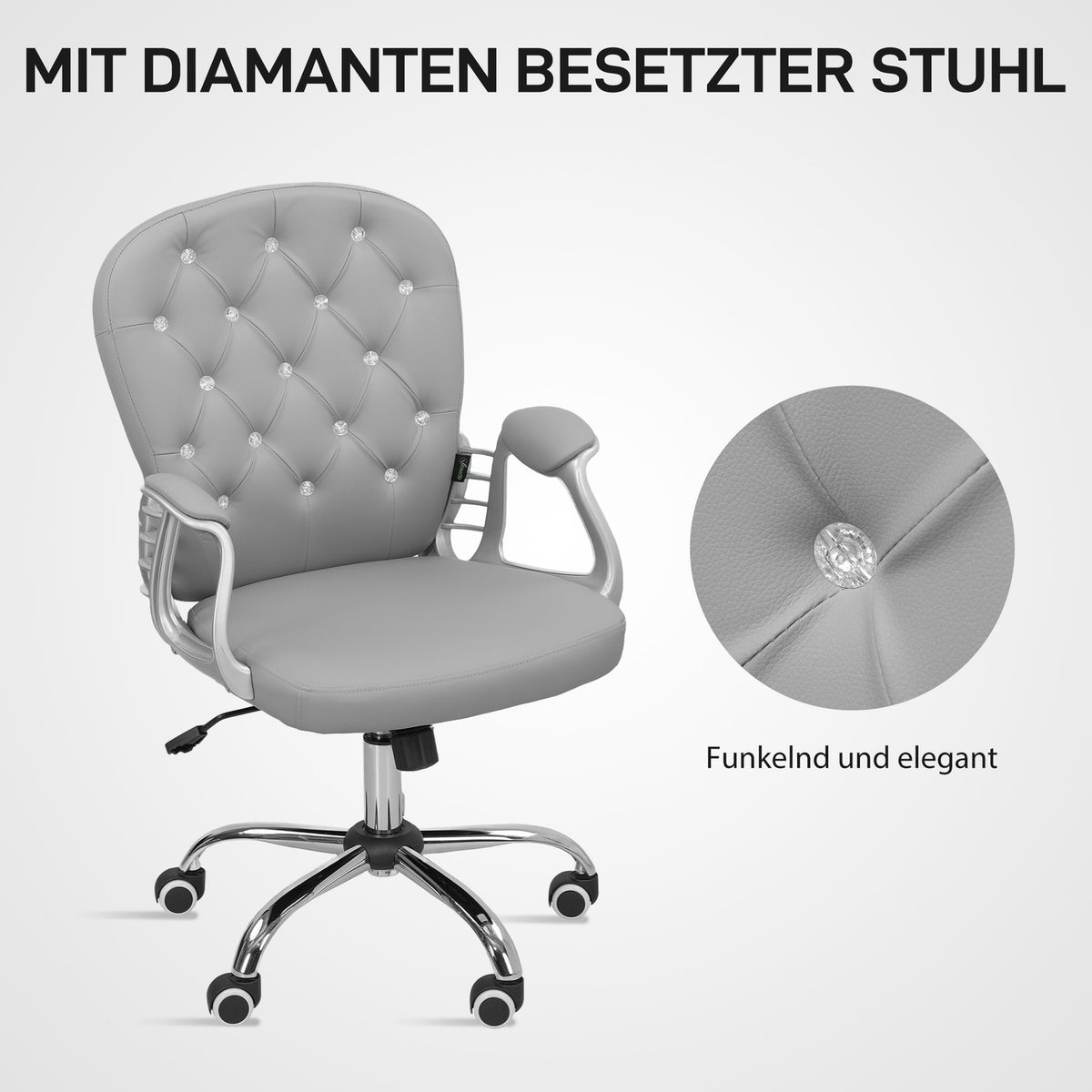 Ergonomic Office Chair with Armrests, Light Grey, Adjustable