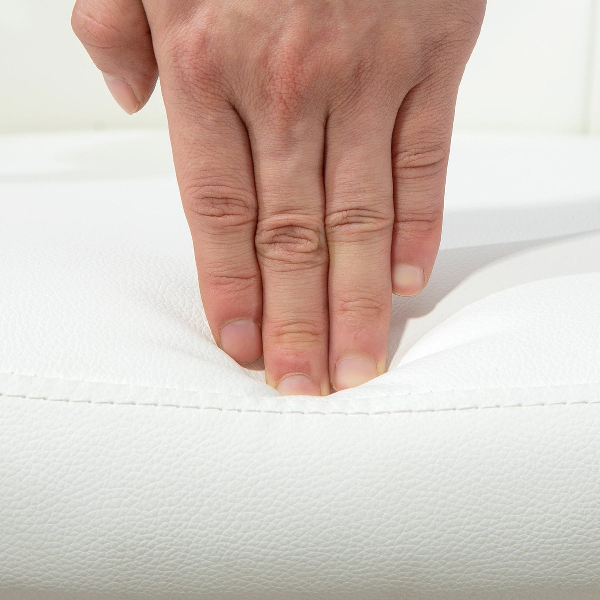 Ergonomic Office Chair with Armrests, White Leather-Look