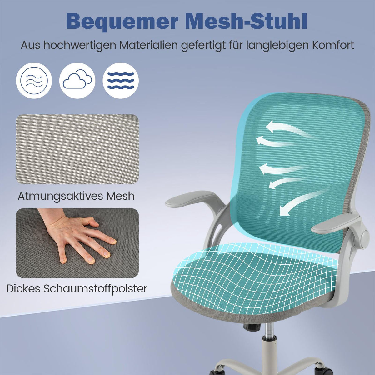 Ergonomic Office Chair with Flip-Up Arms & Tilt Function