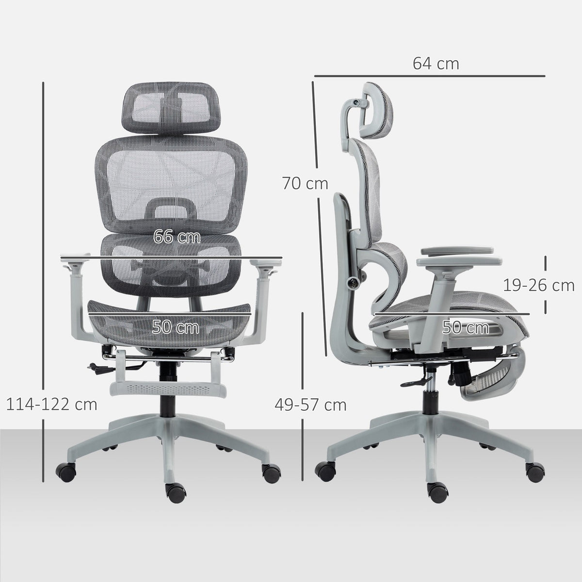 Ergonomic Office Chair with Footrest, Reclining Backrest