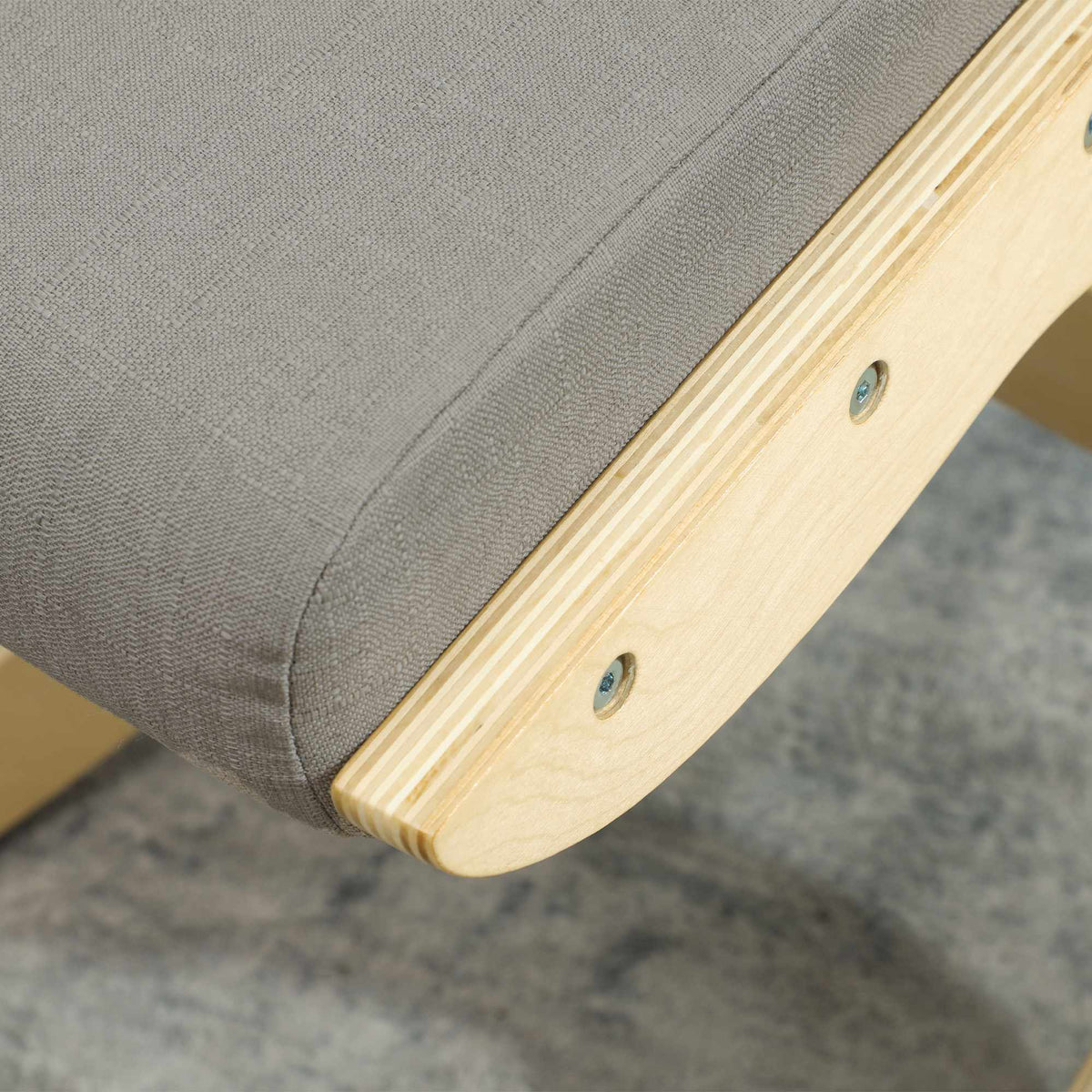 Ergonomic Rocking Kneeling Chair, Light Grey, Birch Wood