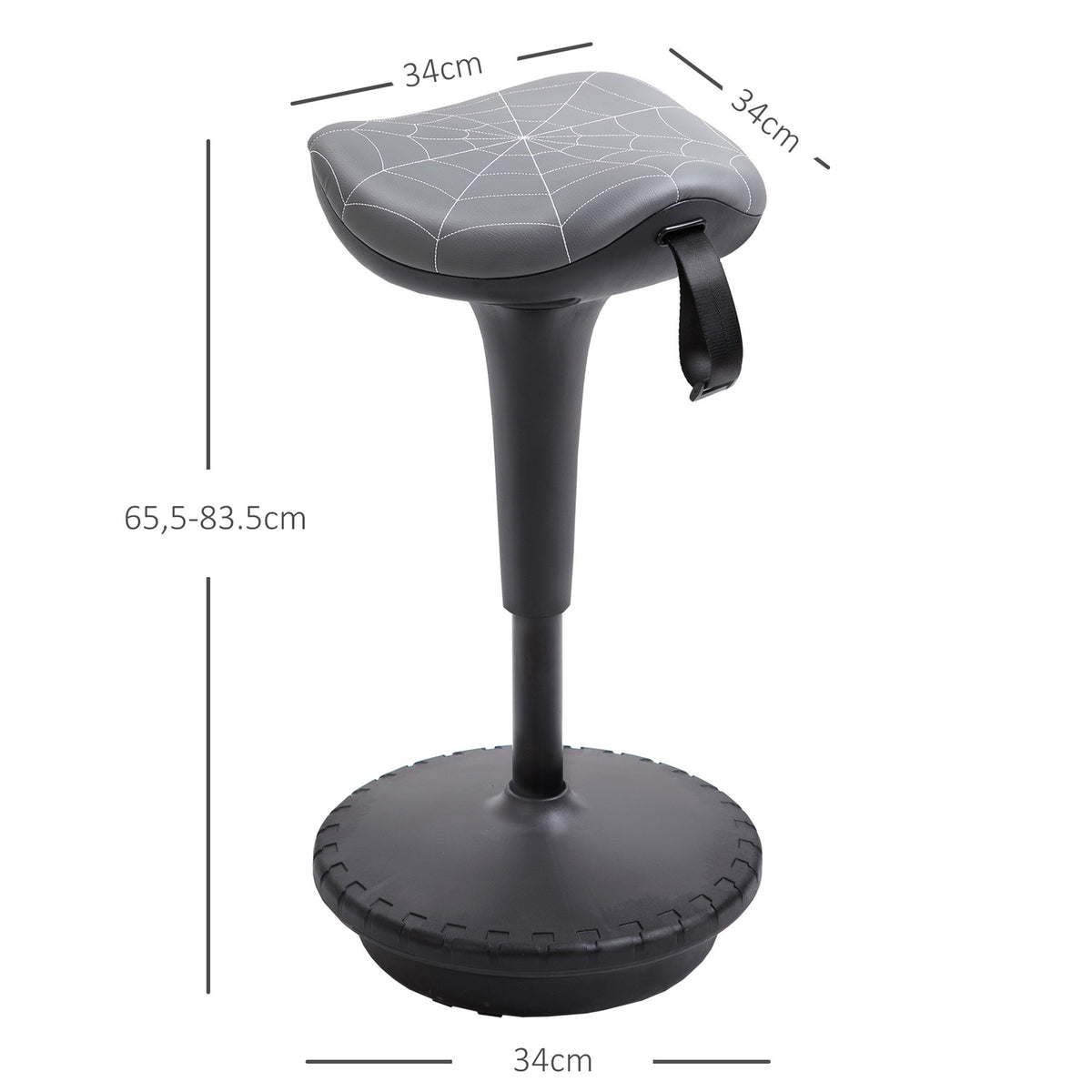 Ergonomic Swivel Stool, Adjustable Height 65.5-83.5 cm, Grey