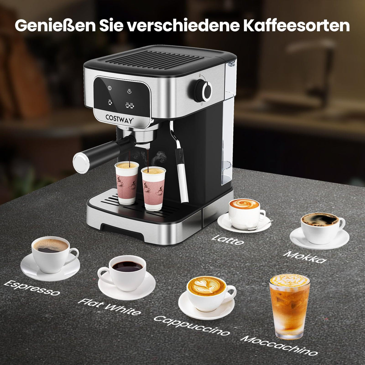 Espresso Machine 20 Bar, 1200W, Milk Frother, 1.8L Tank