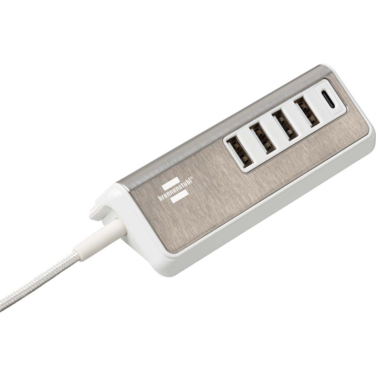Estilo USB multi-charger with 1.50 m textile cable 4x USB A + 1x USB C TYPE F