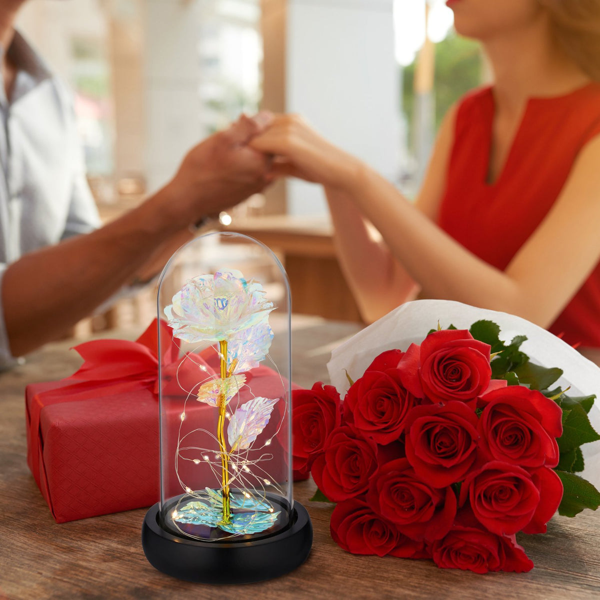 Eternal rose in a glass