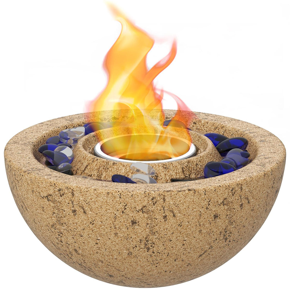 Ethanol Fireplace, 1000Btu Bio-Ethanol Fireplace, 0.4L Table Fire With Fire Lid, Ethanol Fire Bowl With Stone Look, For An Effective Area Of Up To 10 M²