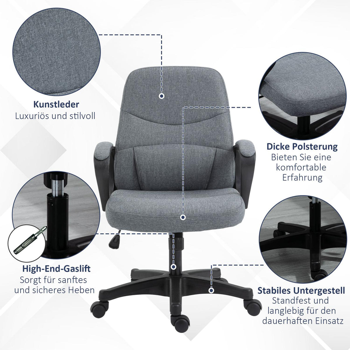 Executive Chair Office Chair With Massage Function, Height Adjustable, Ergonomic Design, Usb Interface