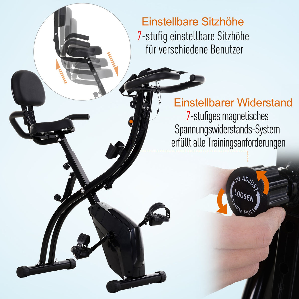 Exercise Bike 2-In-1 Bicycle Trainer Home Trainer Folding Exercise Bike With 8 Levels Of Adjustable Magnetic Resistance And 1 Pair Of Steel Tension Ropes