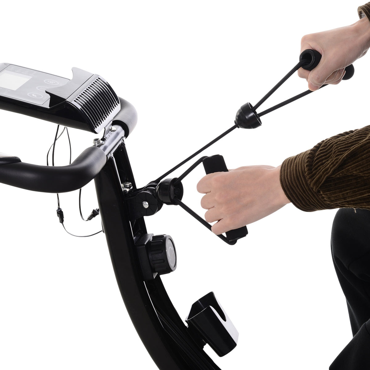 Exercise Bike 2-In-1 Bicycle Trainer Home Trainer Folding Exercise Bike With 8 Levels Of Adjustable Magnetic Resistance And 1 Pair Of Steel Tension Ropes