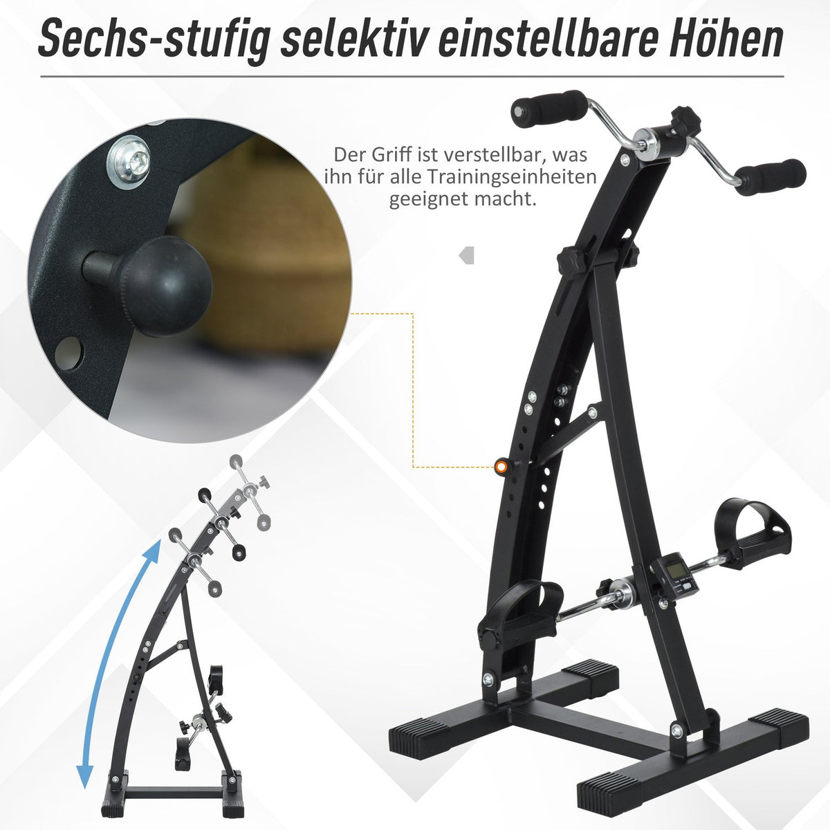 Exercise Bike Exercise Trainer Pedal Trainer For Seniors, Steel, Black, 41X50X96Cm