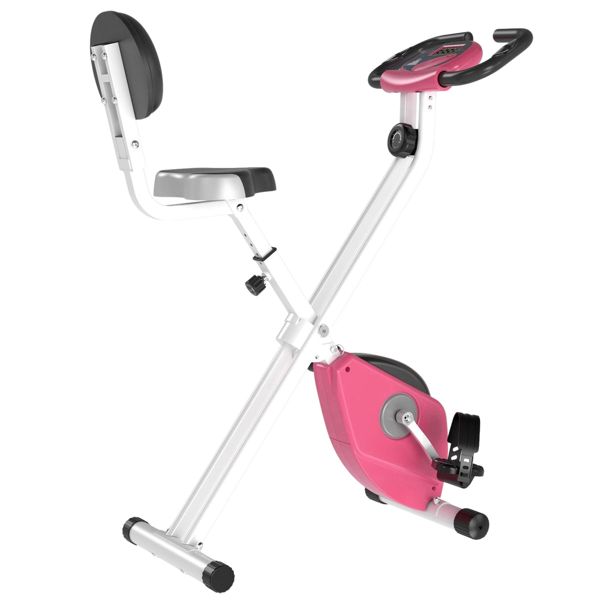 Exercise Bike F-Bike Bicycle Trainer With 8 Levels Of Adjustable Magnetic Resistance, Height-Adjustable Steel Pink + White 43 X 97 X 109 Cm