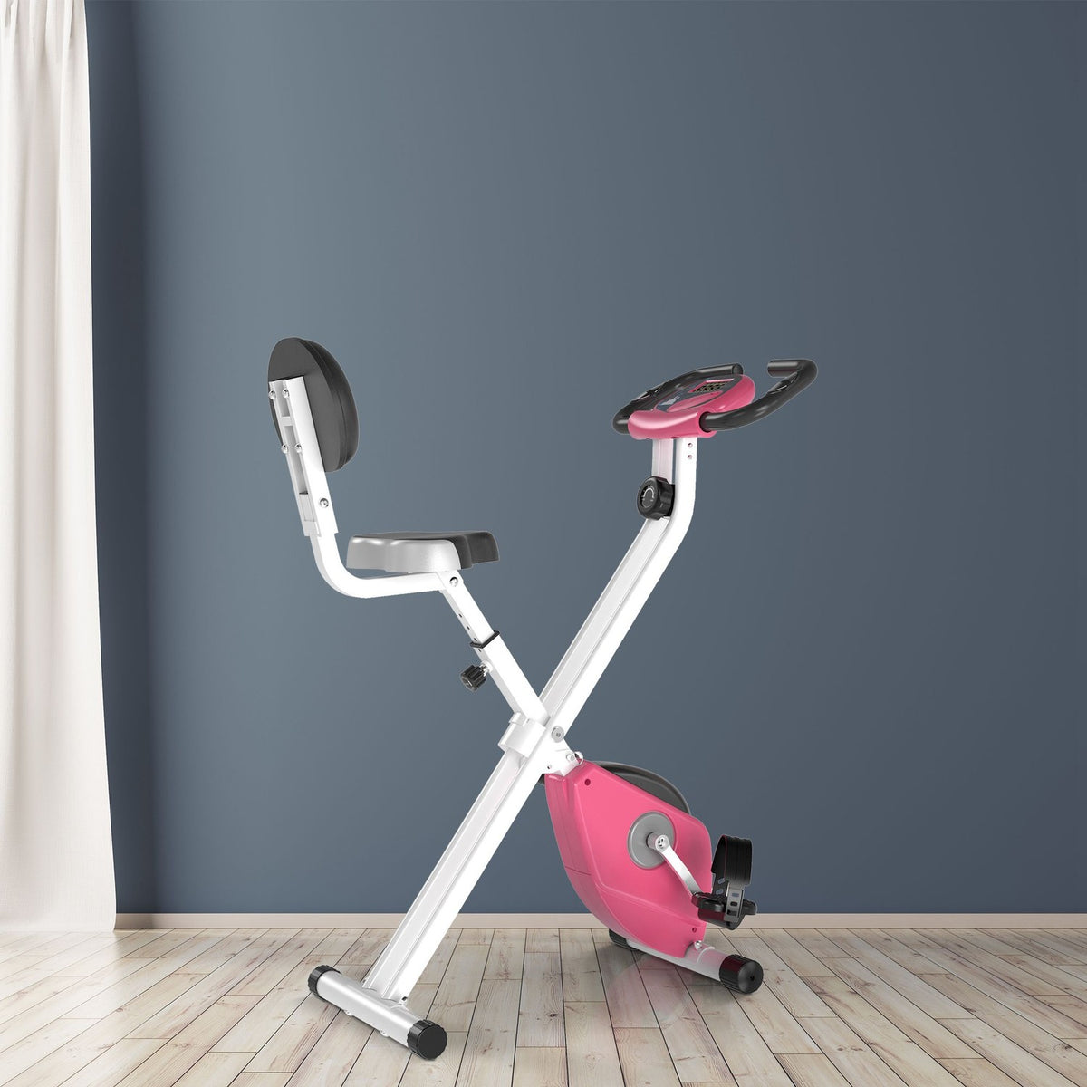 Exercise Bike F-Bike Bicycle Trainer With 8 Levels Of Adjustable Magnetic Resistance, Height-Adjustable Steel Pink + White 43 X 97 X 109 Cm