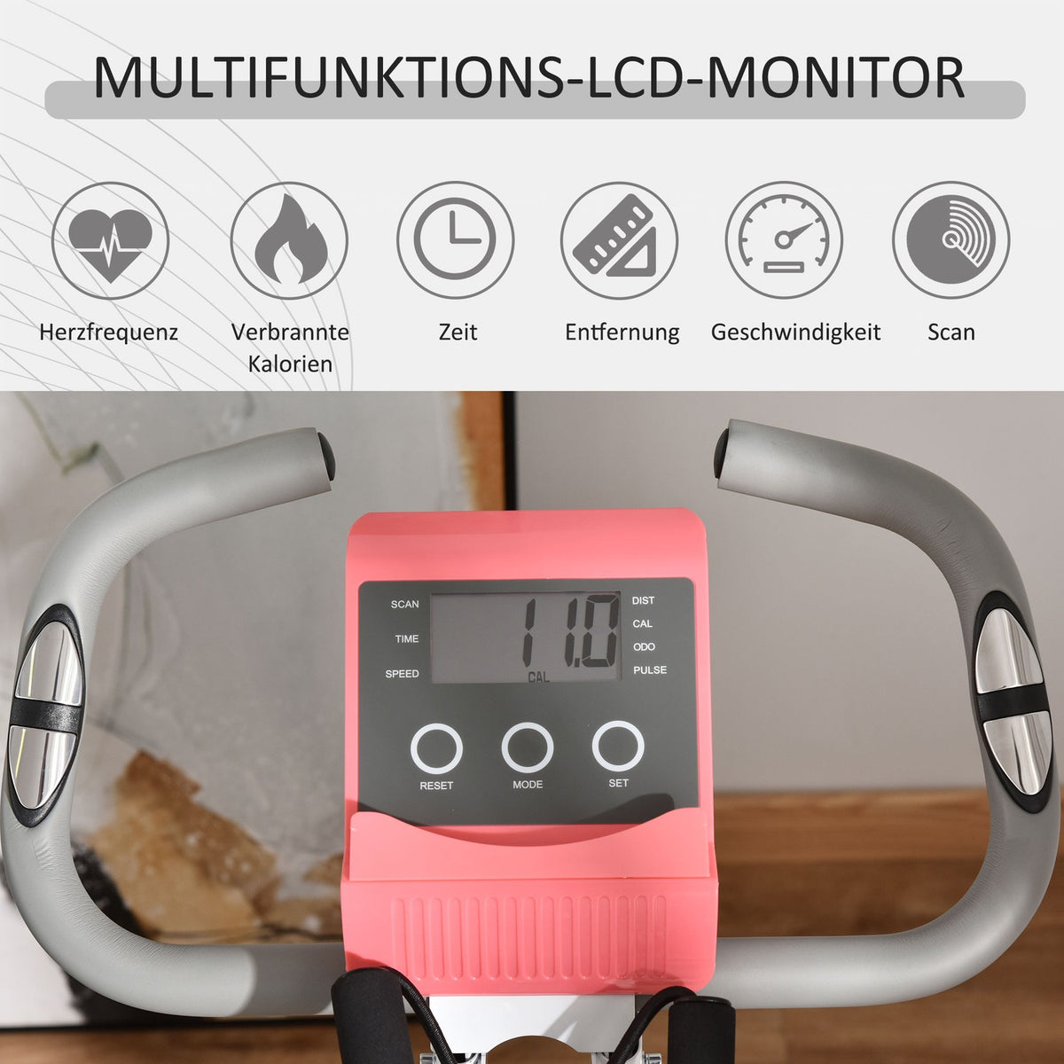 Exercise Bike X-Bike 2-In-1 Bicycle Trainer Lcd Display Folding Home Trainer Trimming Wheel With 8-Level Adjustable Magnetic Resistance