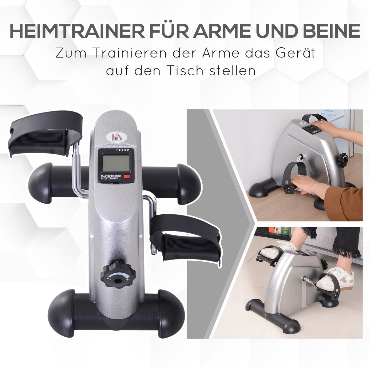 Exercise bike mini bike pedal trainer training bike bicycle device with LCD display cast iron silver 35 x 40 x 31 cm