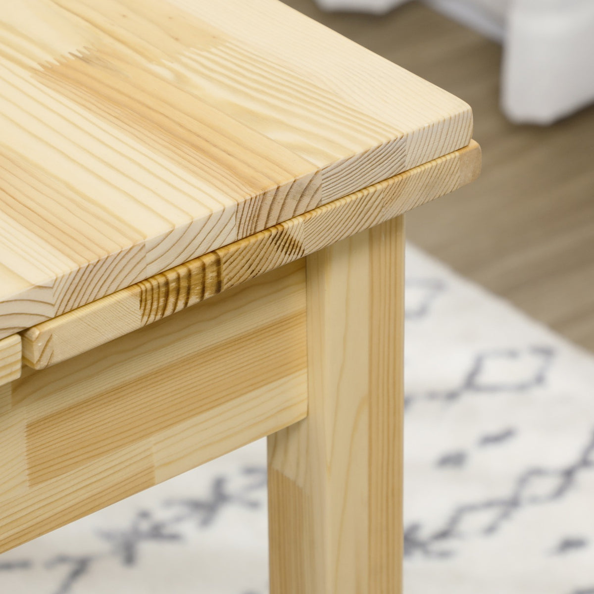 Expandable Folding Table 2-4 People Wooden Table Natural 120X80X75Cm
