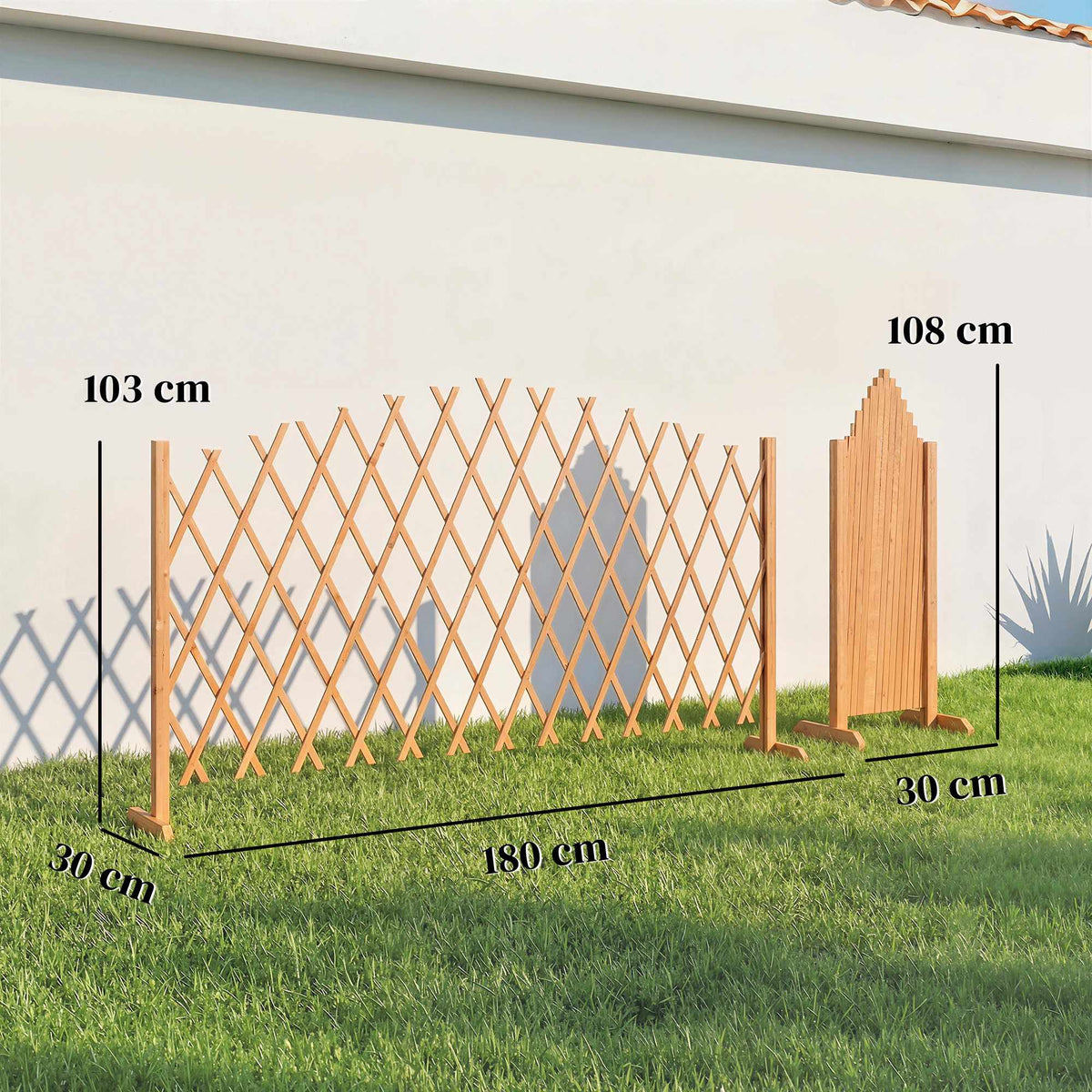 Expandable Freestanding Trellis Set, 180 x 30 x 103 cm, Brown