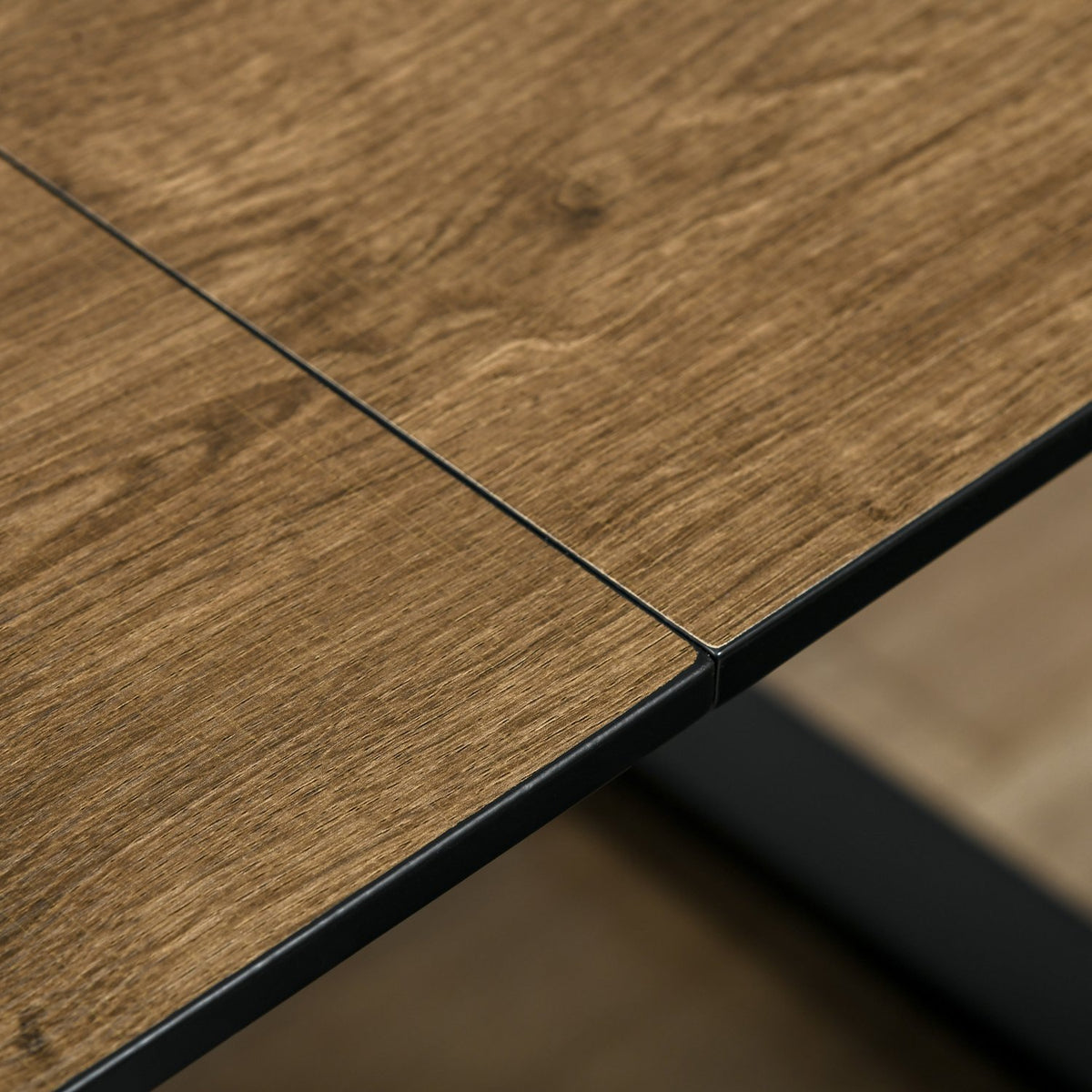 Extendable Dining Table, 120-160X80Cm, Kitchen Table, Wood Look, Dining Room Table, Metal Frame, Brown