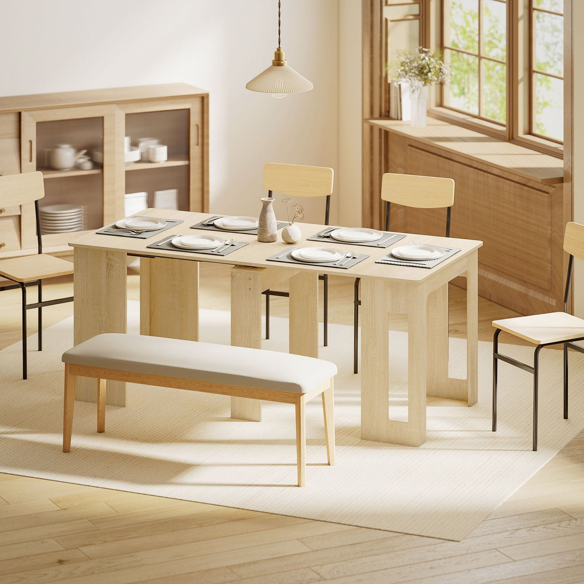 Extendable Dining Table, Chipboard, 60-180 x 85 x 75 cm, Natural
