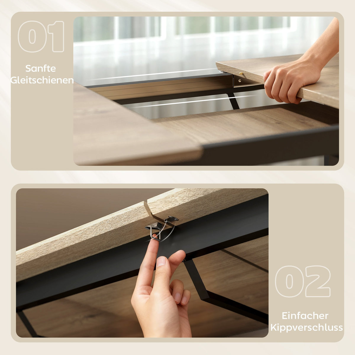 Extendable Dining Table for 6-8, 140-180 cm, Wood & Steel