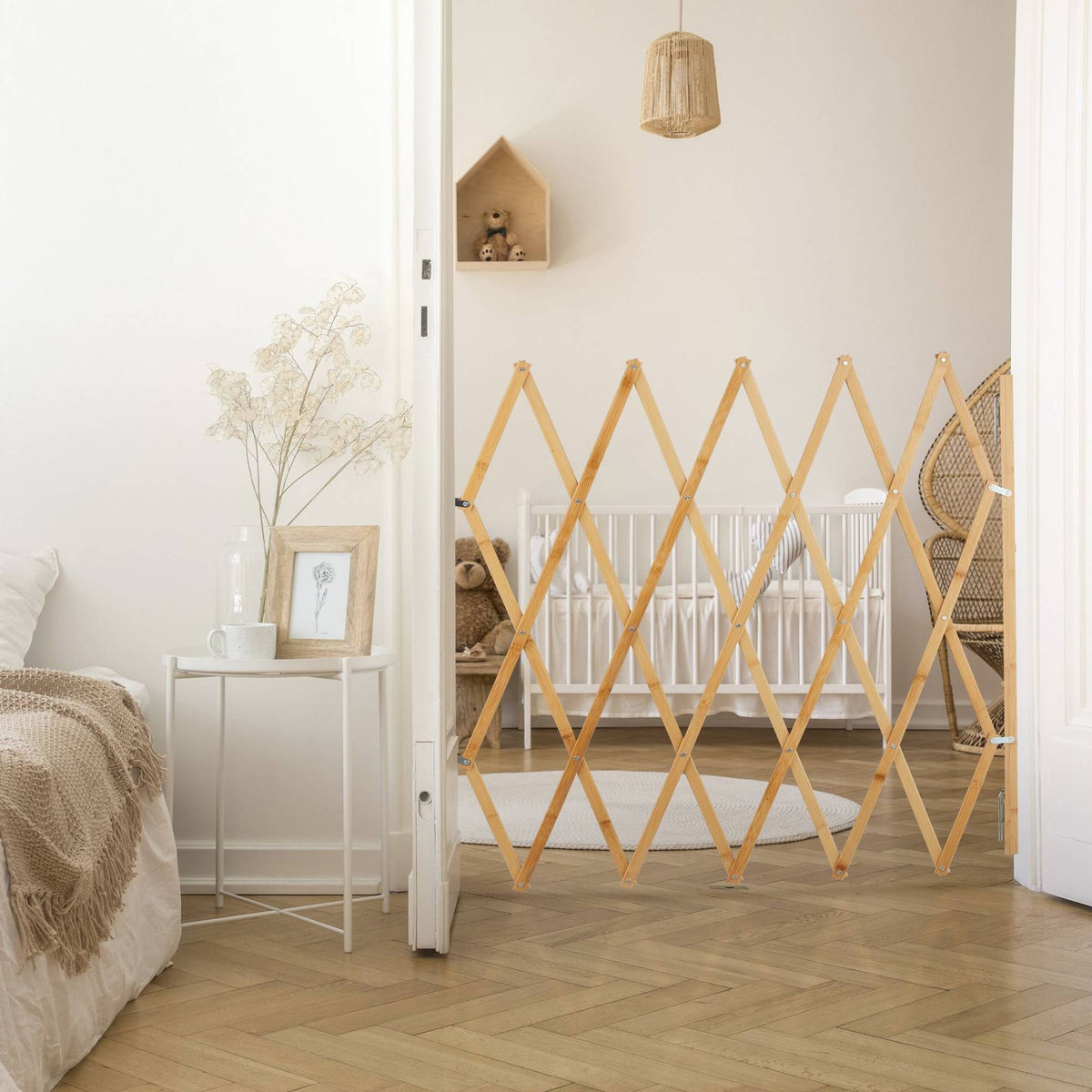 Extendable Dog Barrier, Natural Bamboo