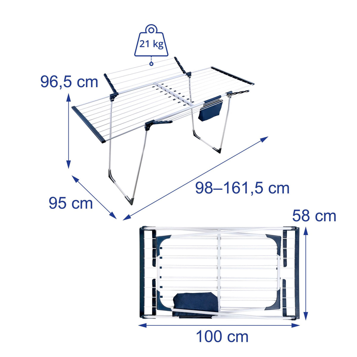 Extendable Foldable Clothes Airer, 22.5m Drying Area