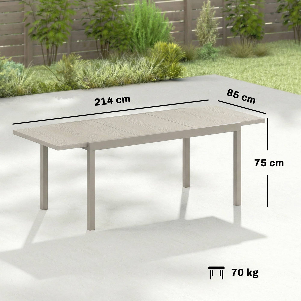 Extendable Outdoor Dining Table, Aluminum, 154-214 cm