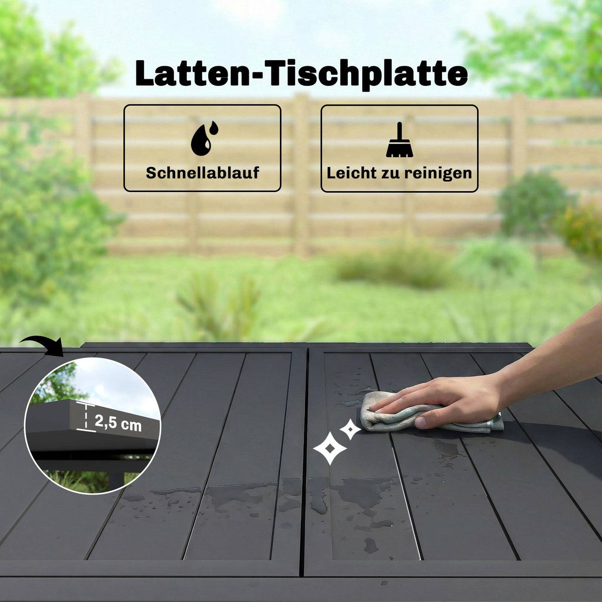 Extendable Patio Table, Aluminum, 80-160 cm, Seats 6