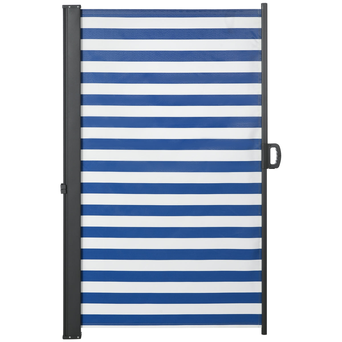 Extendable Side Awning, 300X160Cm Privacy Screen, Garden Awning With Uv Protection, Wind Protection, Polyester, Blue+White