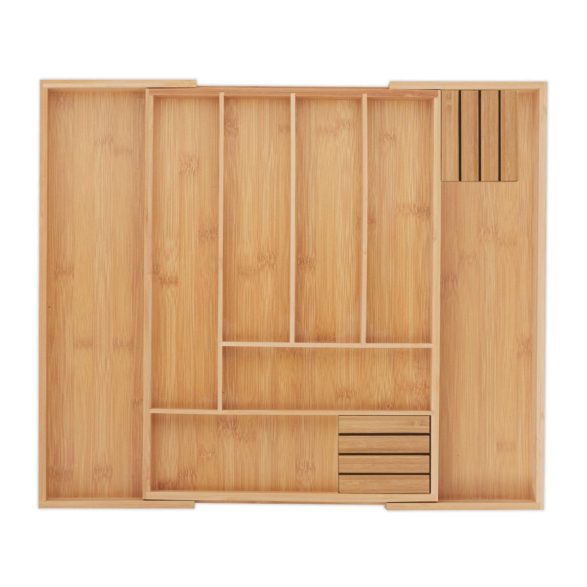 Extendable bamboo cutlery tray
