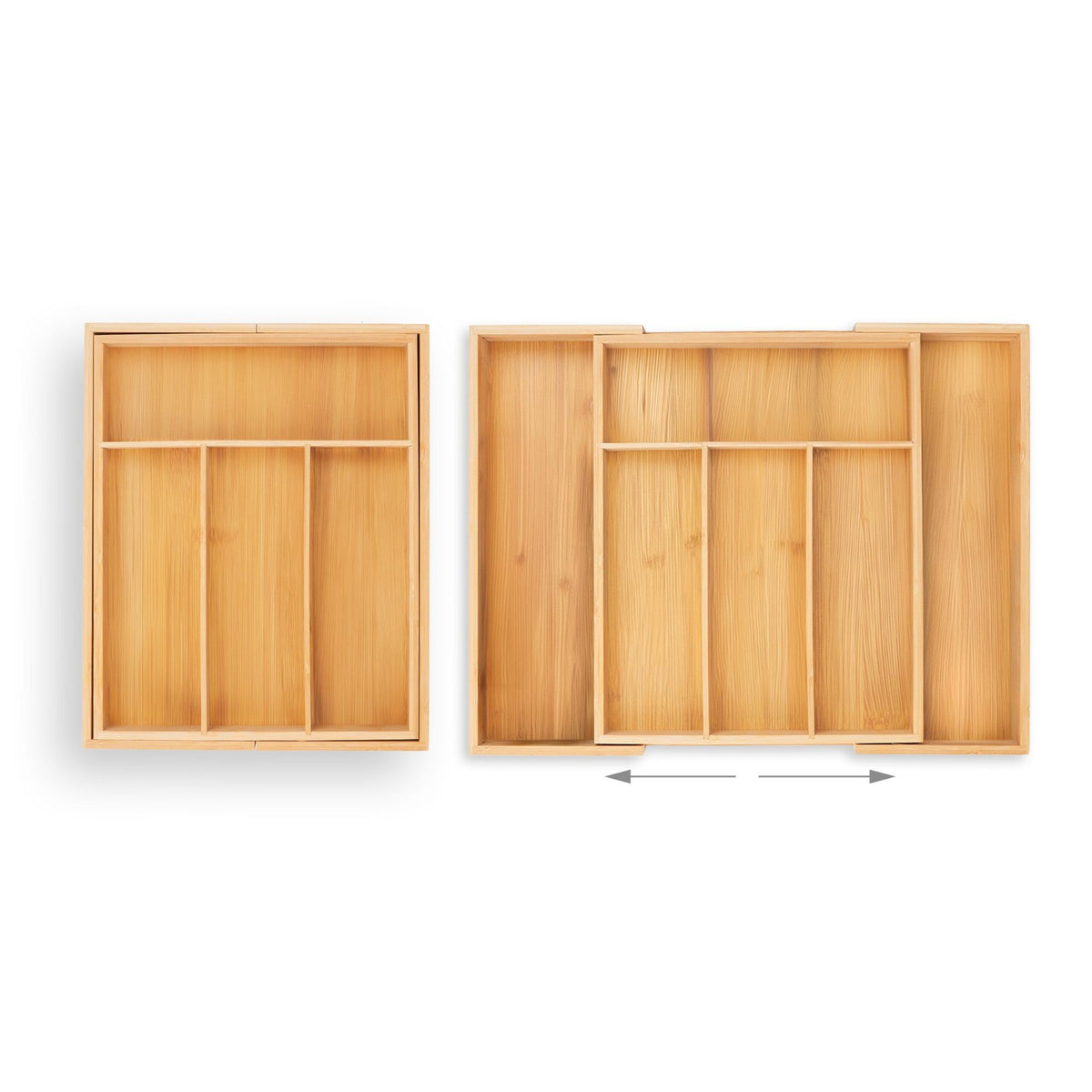 Extendable bamboo cutlery tray
