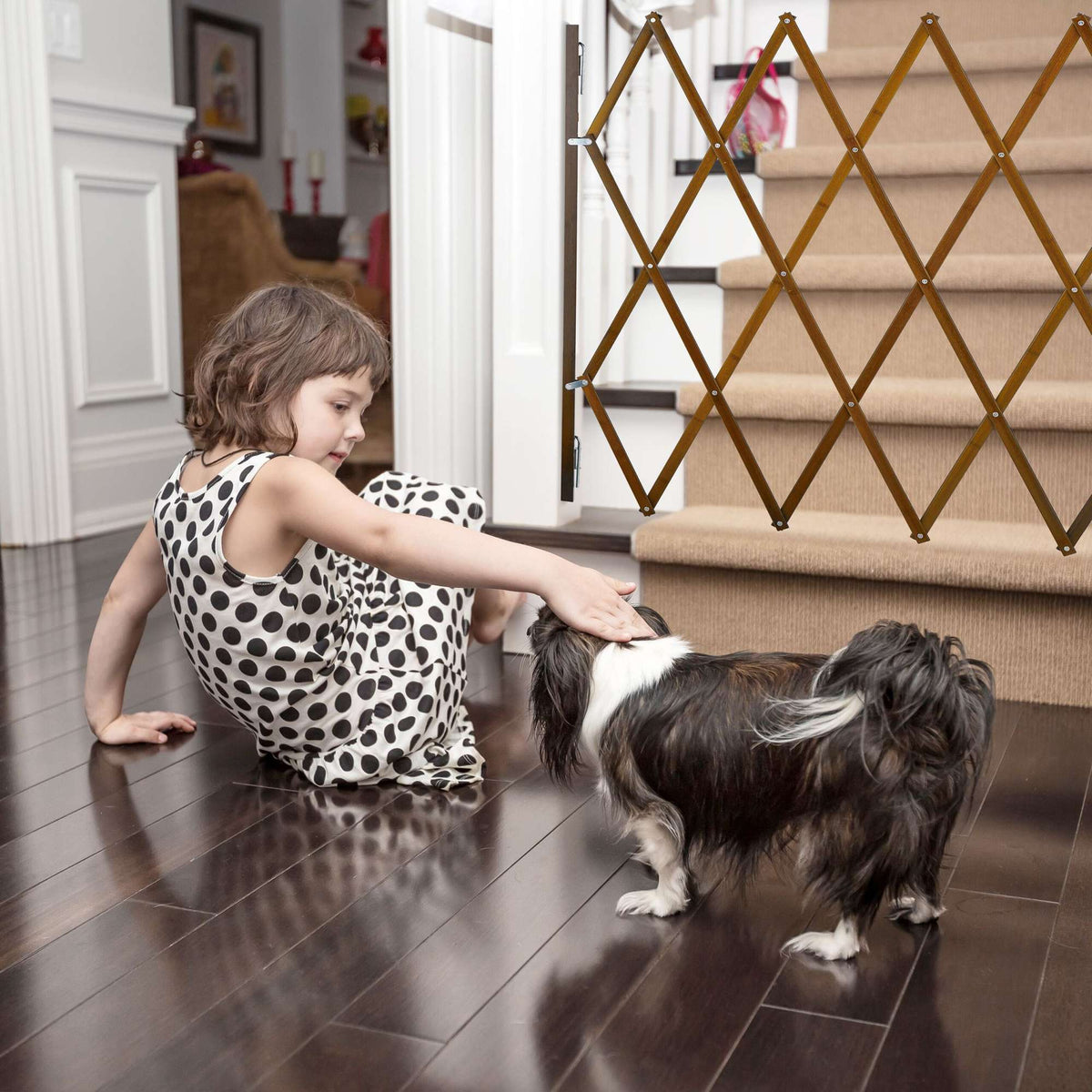 Extendable dog guard in brown