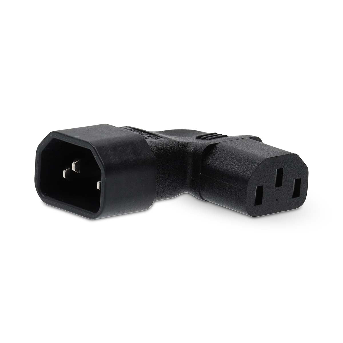 Extension Plug | IEC-320-C13 | IEC-320-C14 | Angled right | Nickel Plated | PVC | Black | Box | 1 pc.