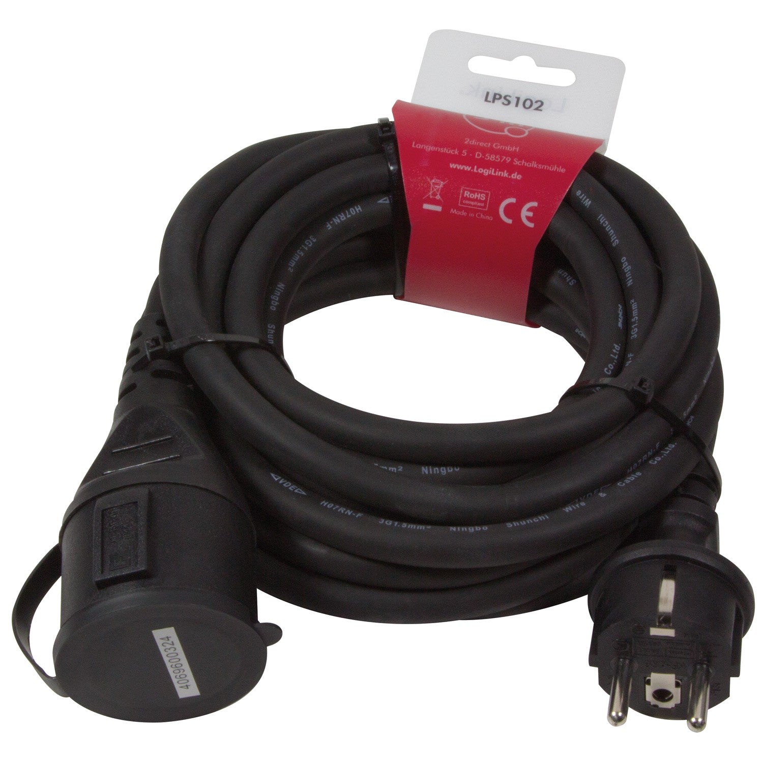 Extension cable Grounded Outdoor Black 5m