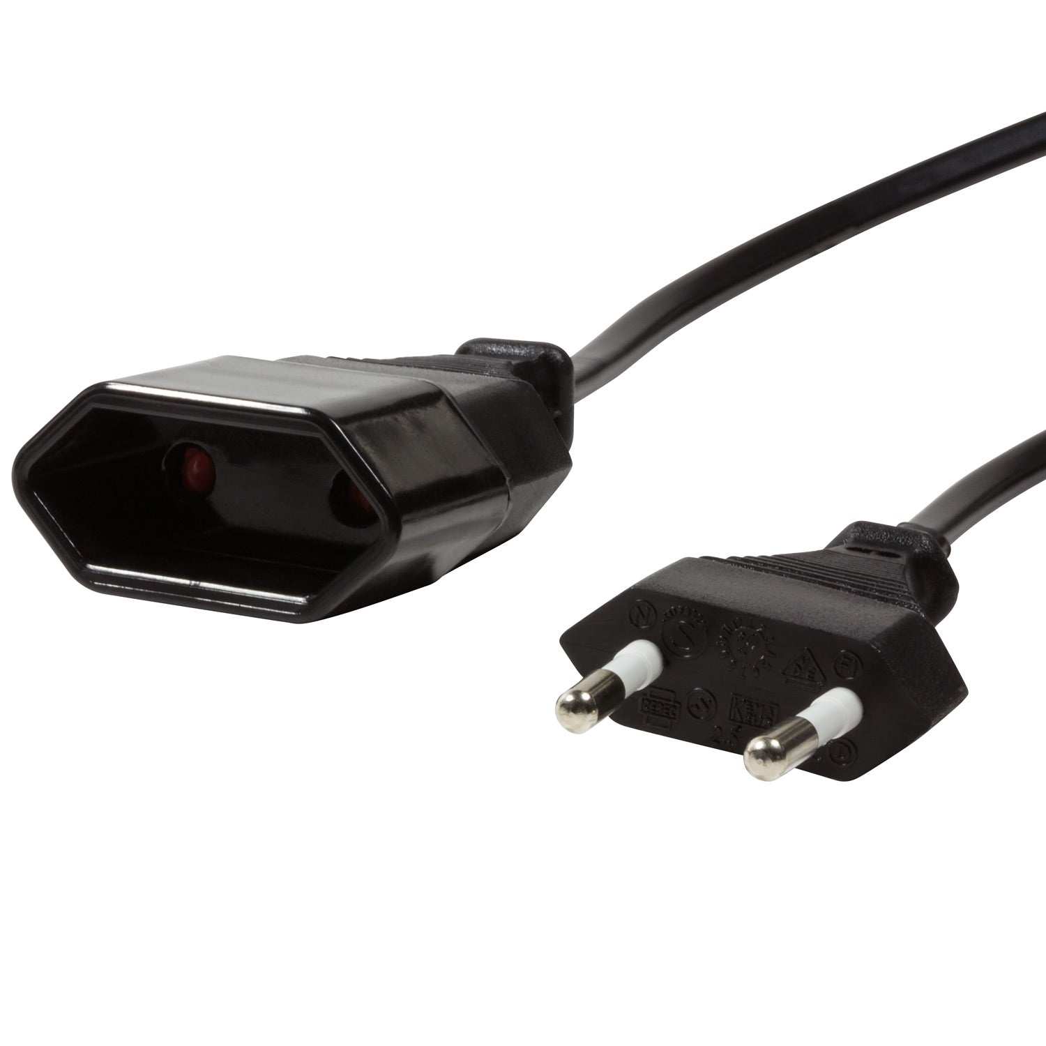 Extension cable Ungrounded Euro Black 3m