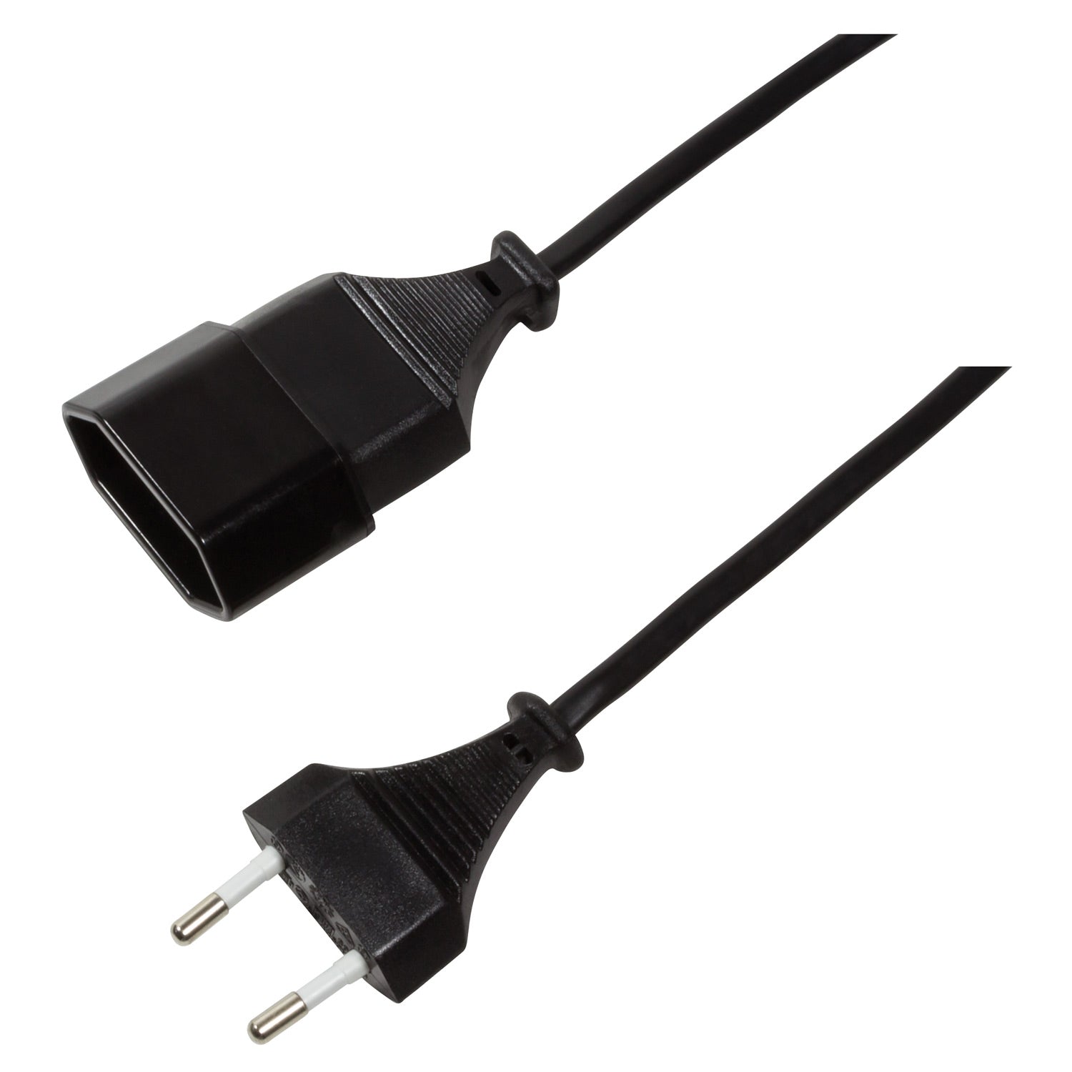 Extension cable Ungrounded Euro Black 3m