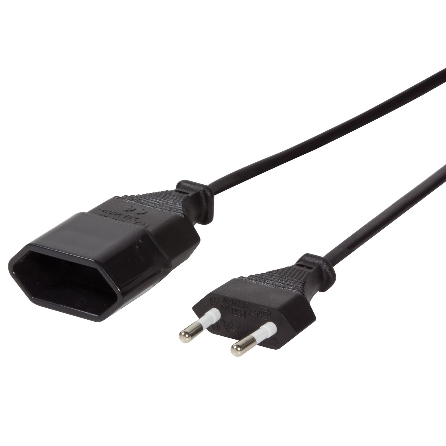 Extension cable Ungrounded Euro Black 3m