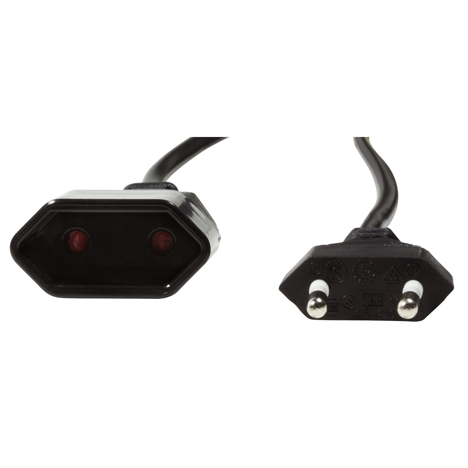 Extension cable Ungrounded Euro Black 3m