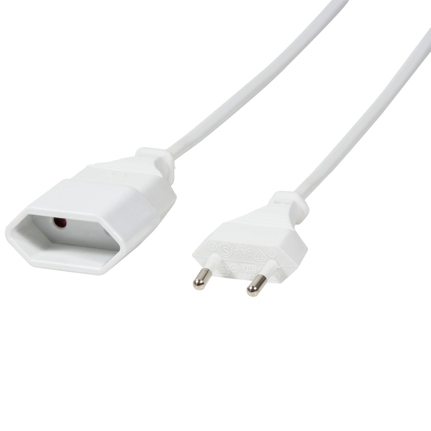 Extension cable Ungrounded Euro White 3m