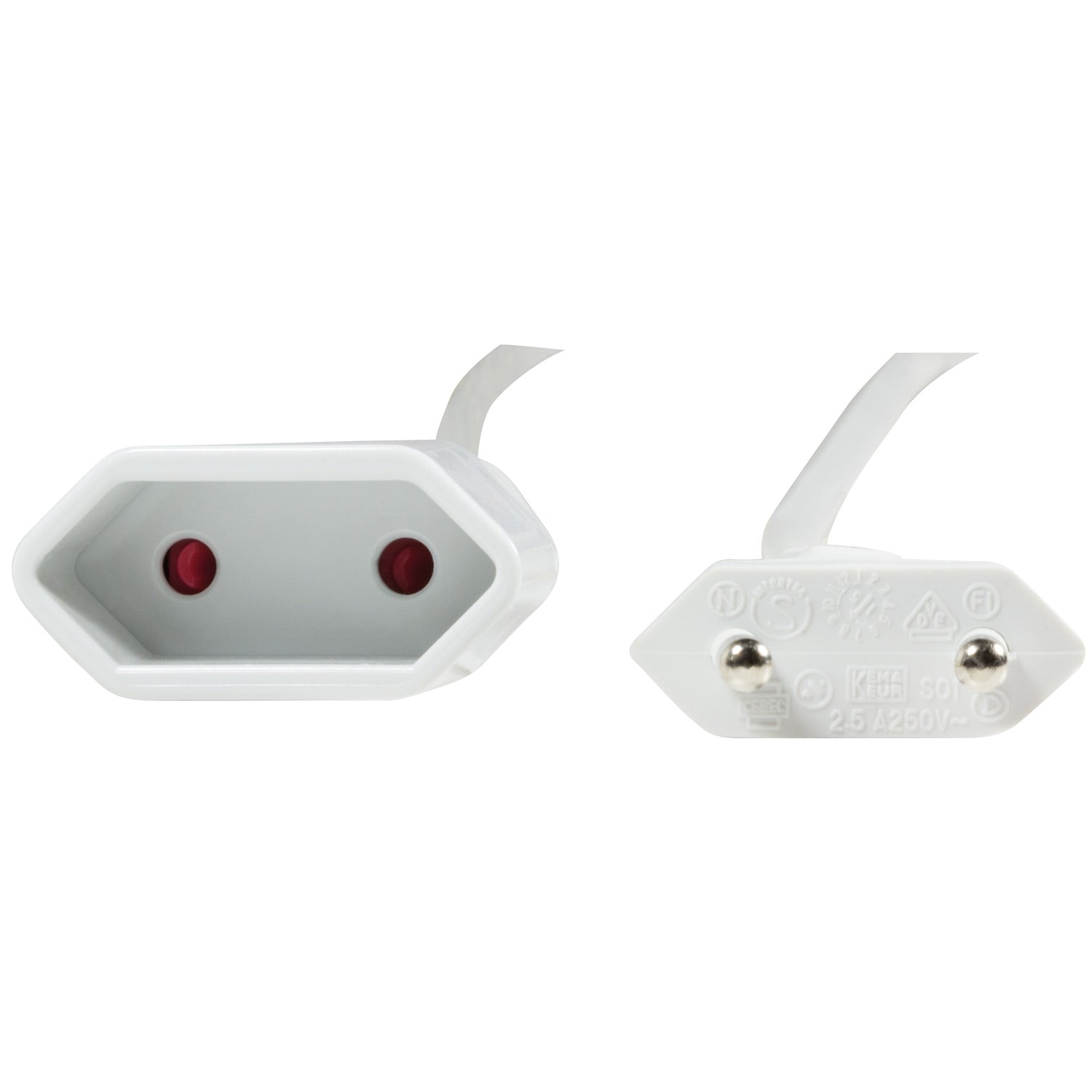 Extension cable Ungrounded Euro White 3m