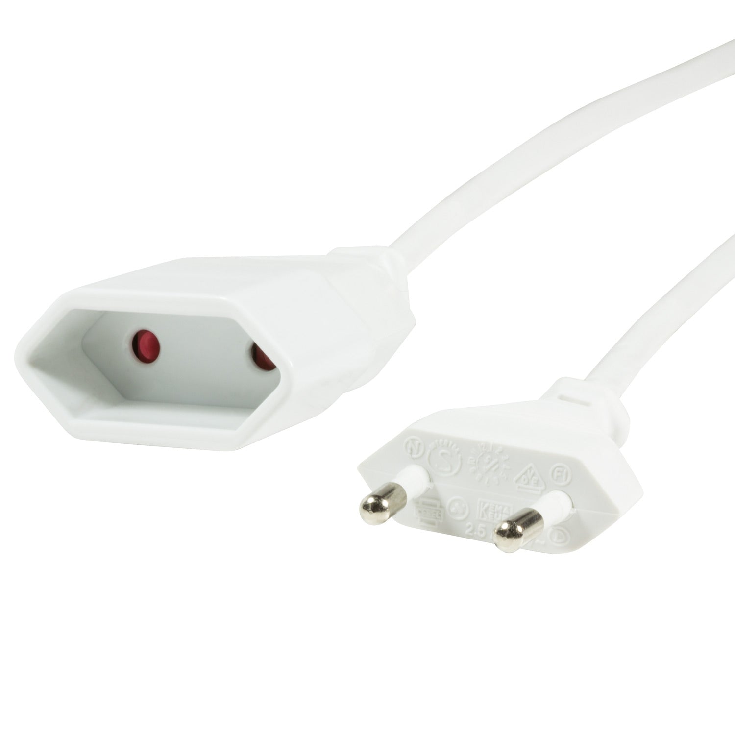 Extension cable Ungrounded Euro White 3m