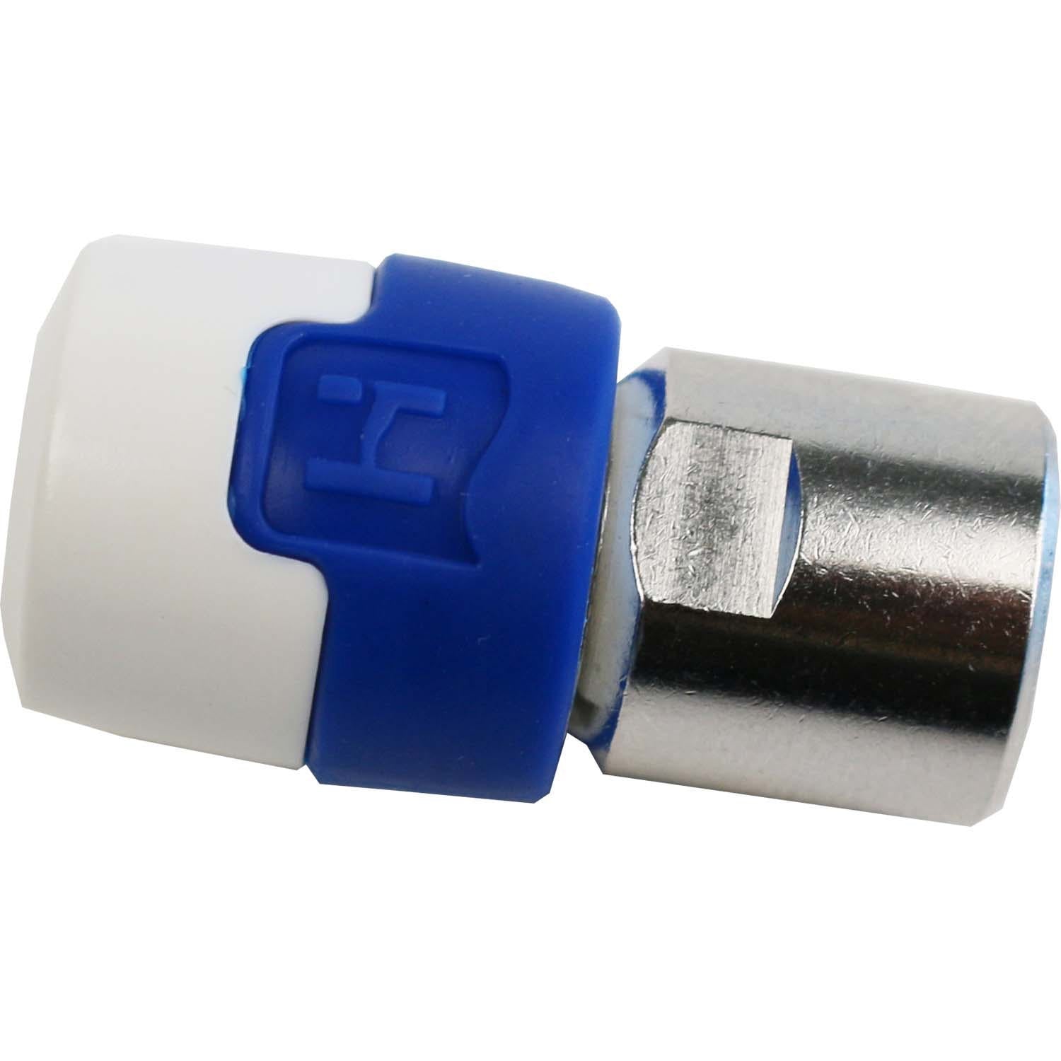 F-Connector Male / Male Aluminium/Blue