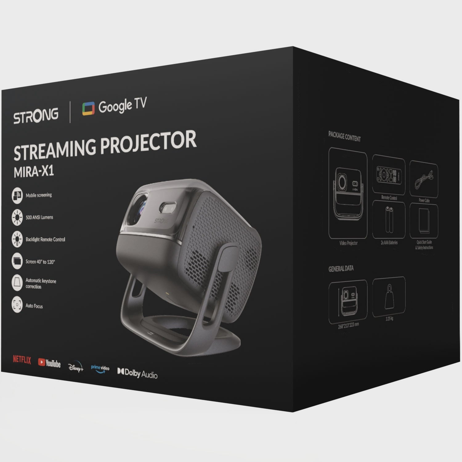 FHD 1080p Projector with Google TV, 40-120" Display