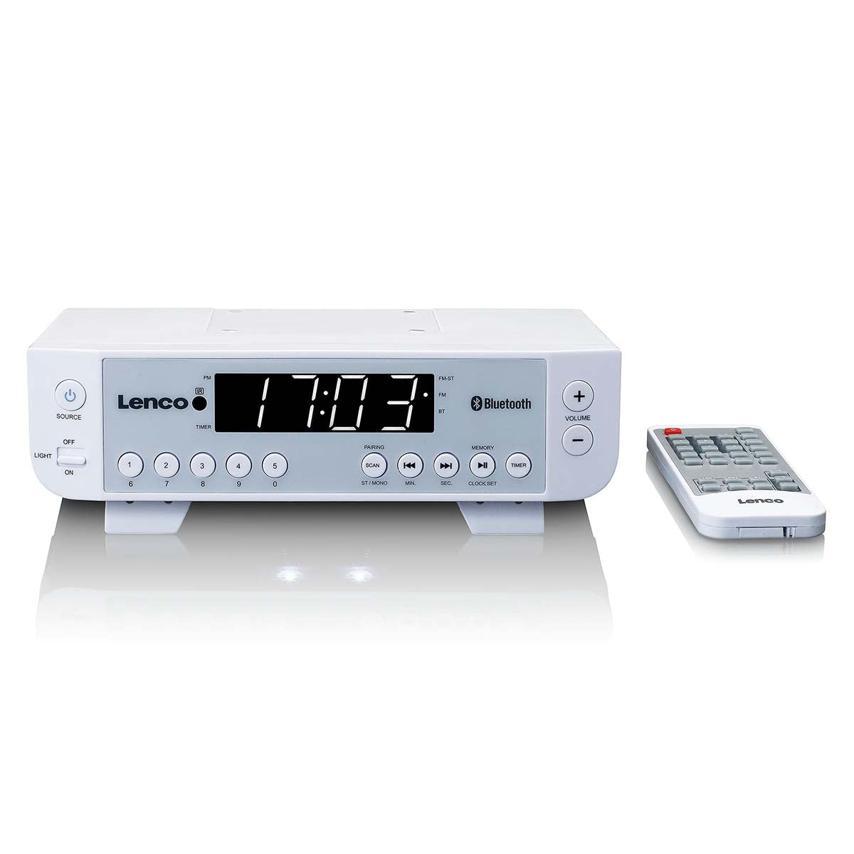 FM Kitchen Radio with Bluetooth® LED Lighting and Timer White