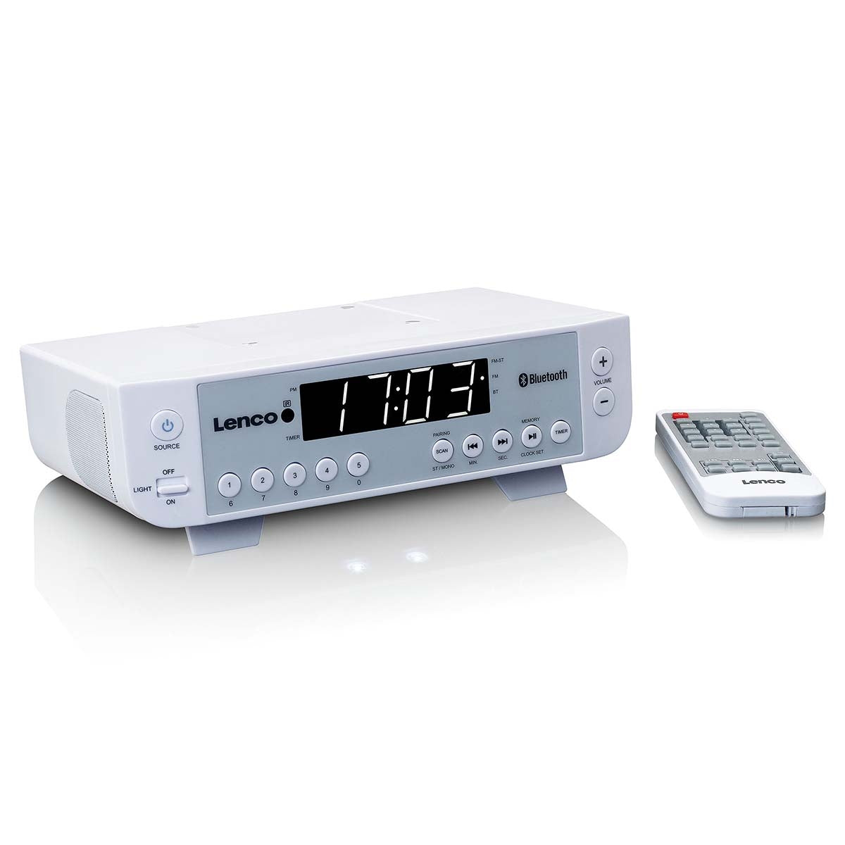 FM Kitchen Radio with Bluetooth® LED Lighting and Timer White