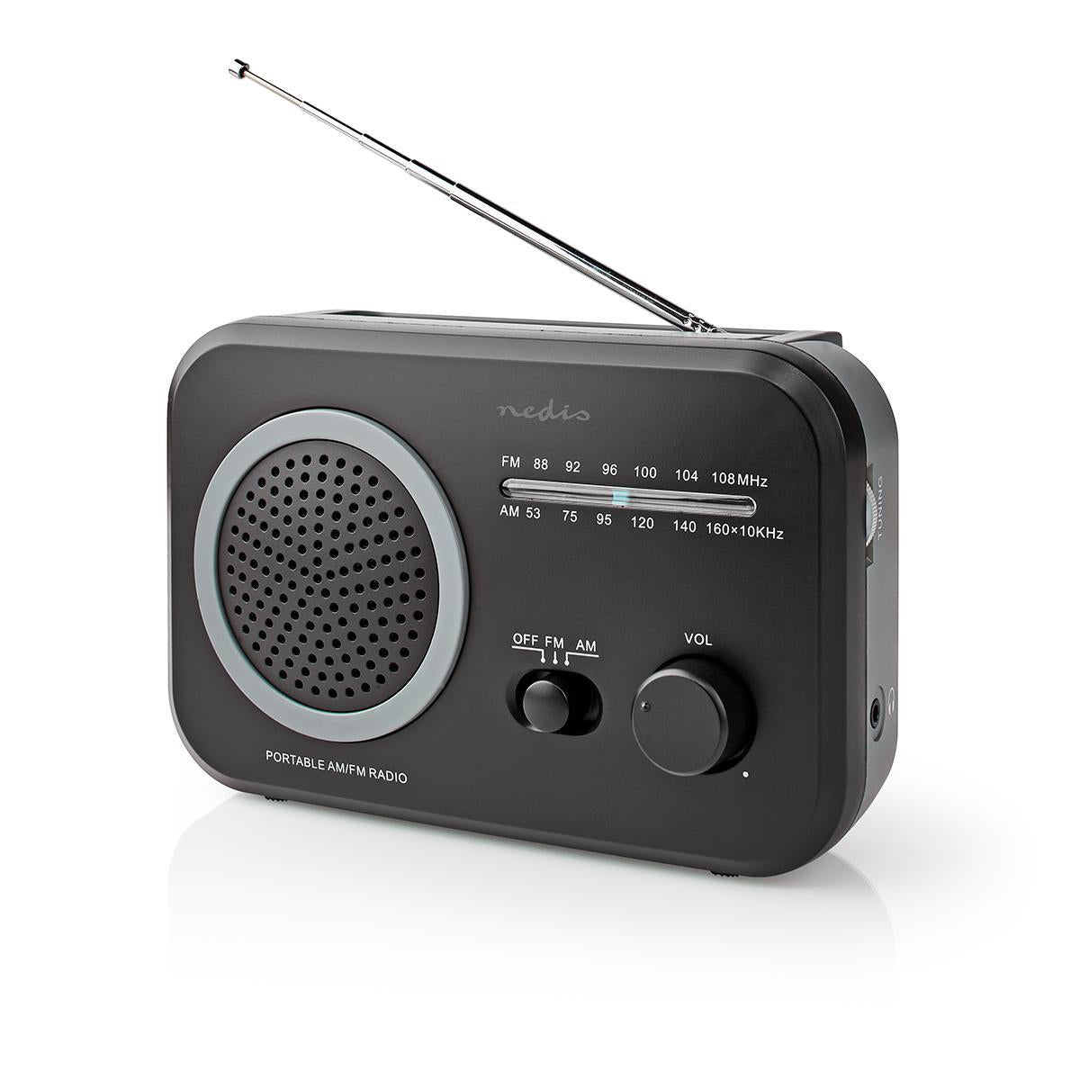 FM Radio | Portable design | AM / FM | Battery operated / Power adapter | Analog | 1.8 W| Black White Screen | Bluetooth® | Headphone jack | Carrying handle | Grey/Black
